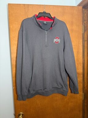 Colosseum Gray Quarter-Zip Pullover with Red Trim